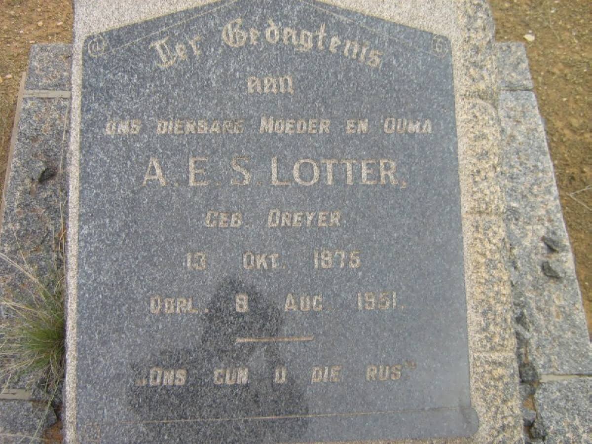 LOTTER A.E.S. nee DREYER 1875-1951