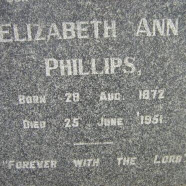 PHILLIPS Elizabeth Ann 1872-1951