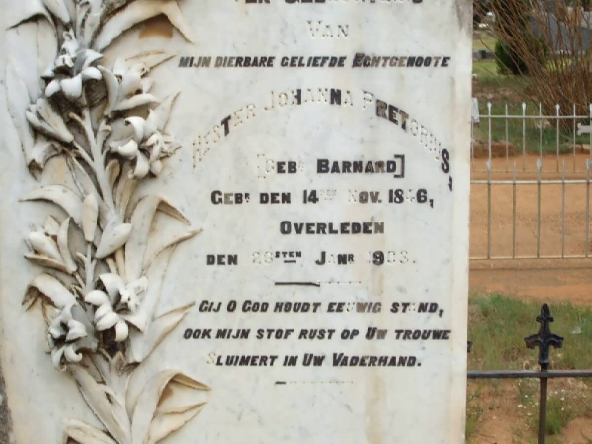 PRETORIUS Hester Johanna nee BARNARD 1846-1903