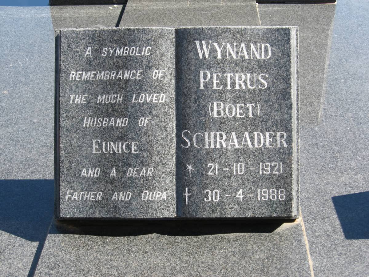 SCHRAADER Wynand Petrus 1921-1988