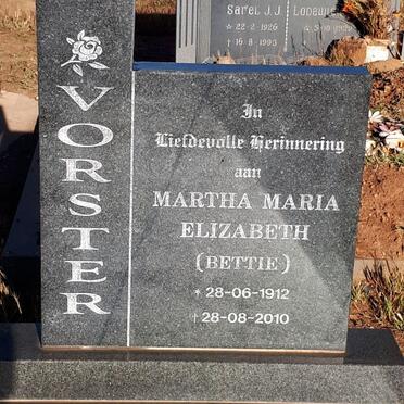 VORSTER Martha Maria Elizabeth 1912-2010