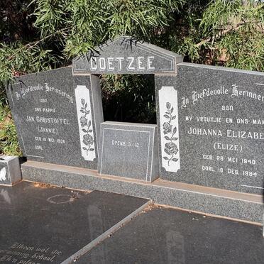 COETZEE Jan Christoffel 1936- &amp; Johanna Elizabeth 1940-1984