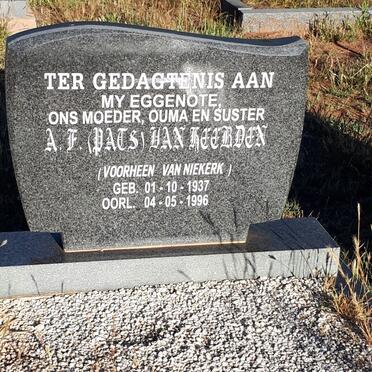 HEERDEN A.F., van voorheen VAN NIEKERK 1937-1996