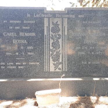 BOTHA Carel Hendrik 1883-1955 &amp; Johanna Maria VAN ZYL 1892-1977