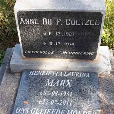 COETZEE Anné du P. 1927-1974 :: MARX Henrietta Laurina 1931-2011