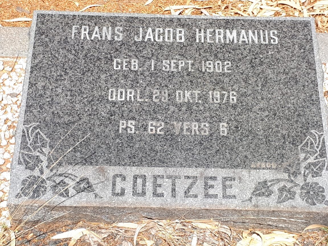 COETZEE Frans Jacob Hermanus 1902-1976