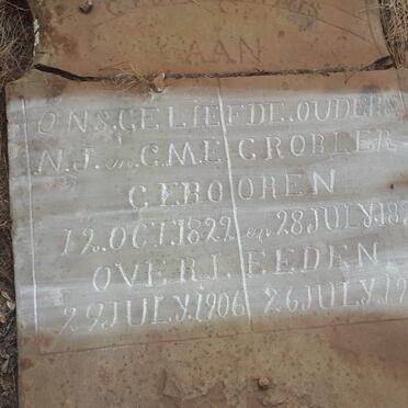 GROBLER N.J. 1822-1906 &amp; C.M.E. 1824-1906