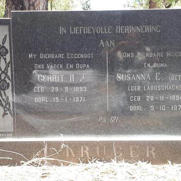 KRUGER Gerrit H.J. 1893-1971 &amp; Susanna E. LABUSCHAGNE 1894-1977