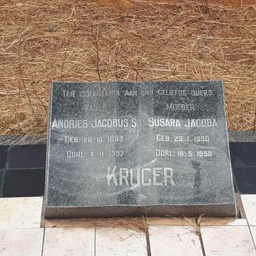 KRUGER Andries Jacobus S. 1883-1957 &amp; Susara Jacoba 1890-1958