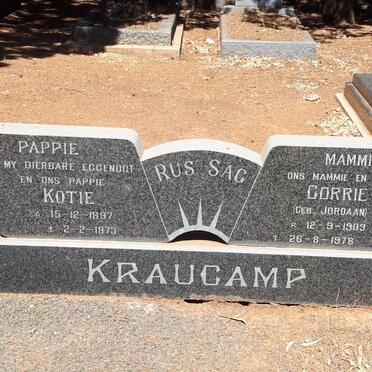 KRAUCAMP Kotie 1897-1973 &amp; Corrie JORDAAN 1909-1978