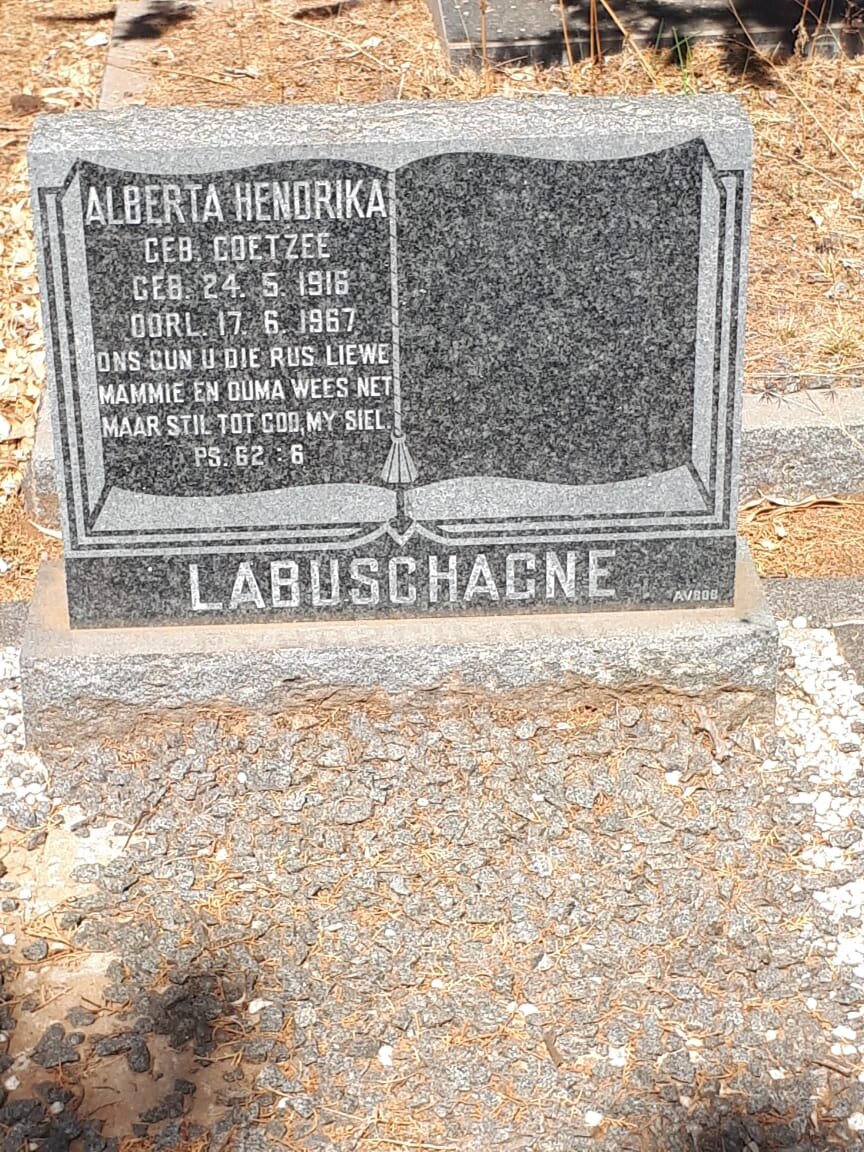 LABUSCHAGNE Alberta Hendrika nee COETZEE 1916-1967