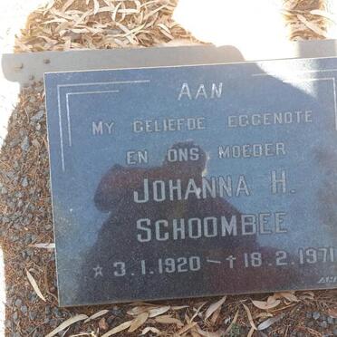 SCHOOMBEE Johanna H. 1920-1971