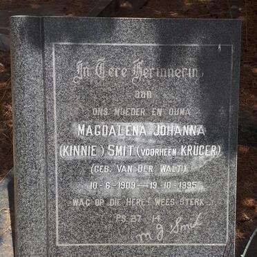 SMIT Magdalena Johanna voorheen KRUGER nee VAN DER WALT 1909-1995