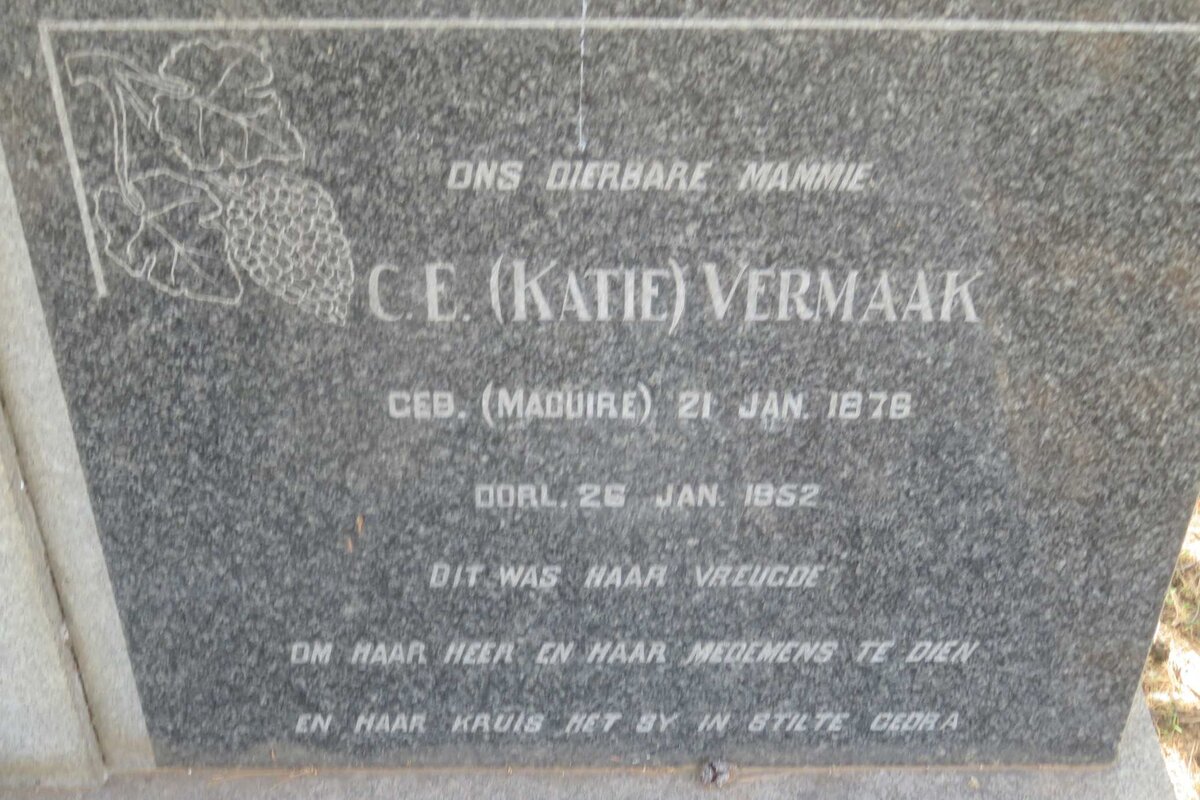 VERMAAK C.E. nee MAGUIRE 1876-1952