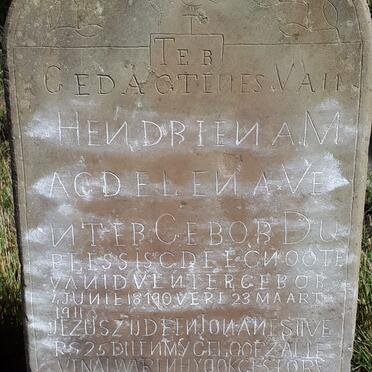 VENTER Hendriena Magdelena nee DU PLESSIS 18?9-1911