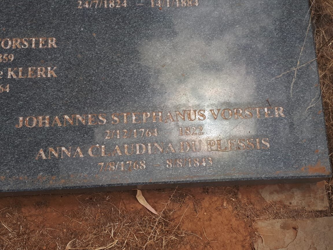 VORSTER Johannes Stephanus 1764-1822 &amp; Anna Claudina DU PLESSIS 1768-1843