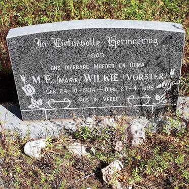 WILKIE M.E. nee VORSTER 1934-1996