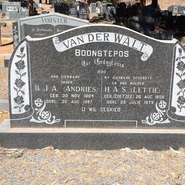 WALT B.J.A., van der 1904-1987 &amp; H.A.S. COETZEE 1906-1979