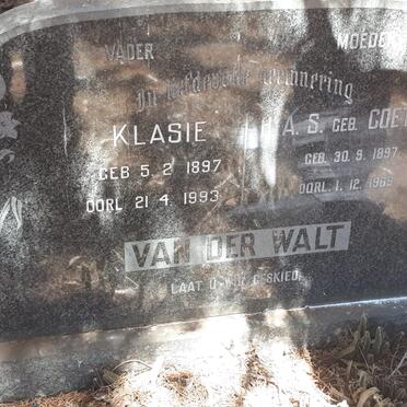 WALT Klasie, van der 1897-1993 &amp; H.A.S. COETZEE 1897-1969