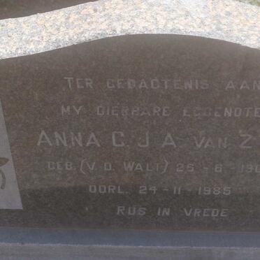 ZYL Philippus J., van 1904-1990 &amp; Anna C.J.A. V.D. WALT 1907-1985