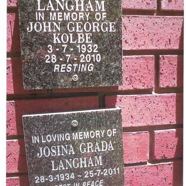 LANGHAM John George Kolbe 1932-2010 &amp; Josina Grada 1934-2011