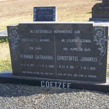 COETZEE Christoffel Johannes 1911-1976 &amp; Hermina Catharina 1917-1980
