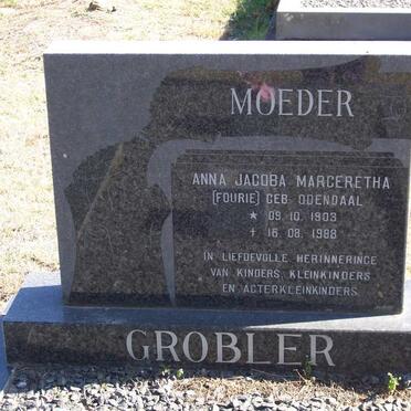 GROBLER Anna Jacoba Margeretha FOURIE nee ODENDAAL 1903-1988
