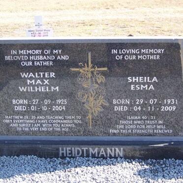 HEIDTMANN Walter Max Wilhelm 1925-2004 &amp; Sheila Esma 1931-2009