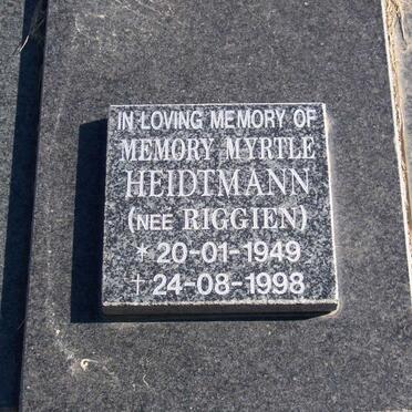 HEIDTMANN Memory Myrtle nee RIGGIEN 1949-1998