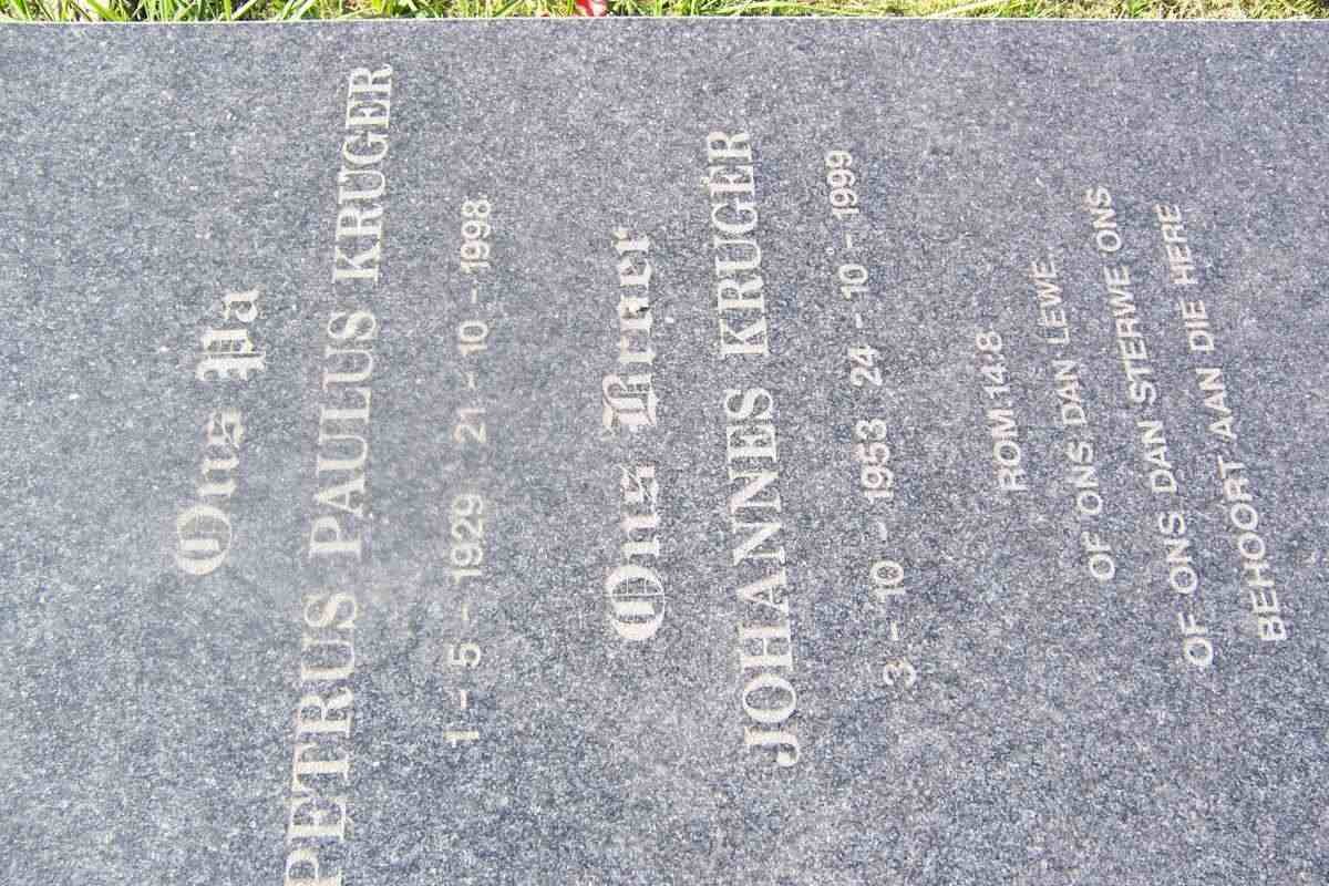 KRUGER Petrus Paulus 1929-1998 :: KRUGER Johannes 1953-1999