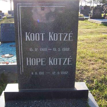 KOTZE Koot 1908-1982 &amp; Hope 1911-1982