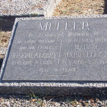 MULLER Joseph Albert 1880-1965 &amp; Matilda Marie Louise 1885-1976