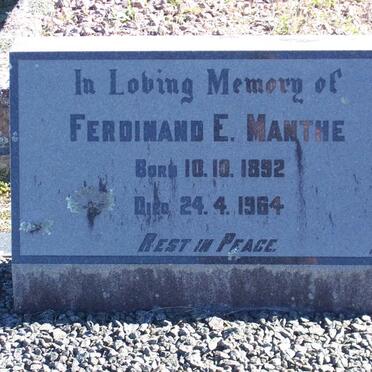 MANTHE Ferdinand E. 1892-1964