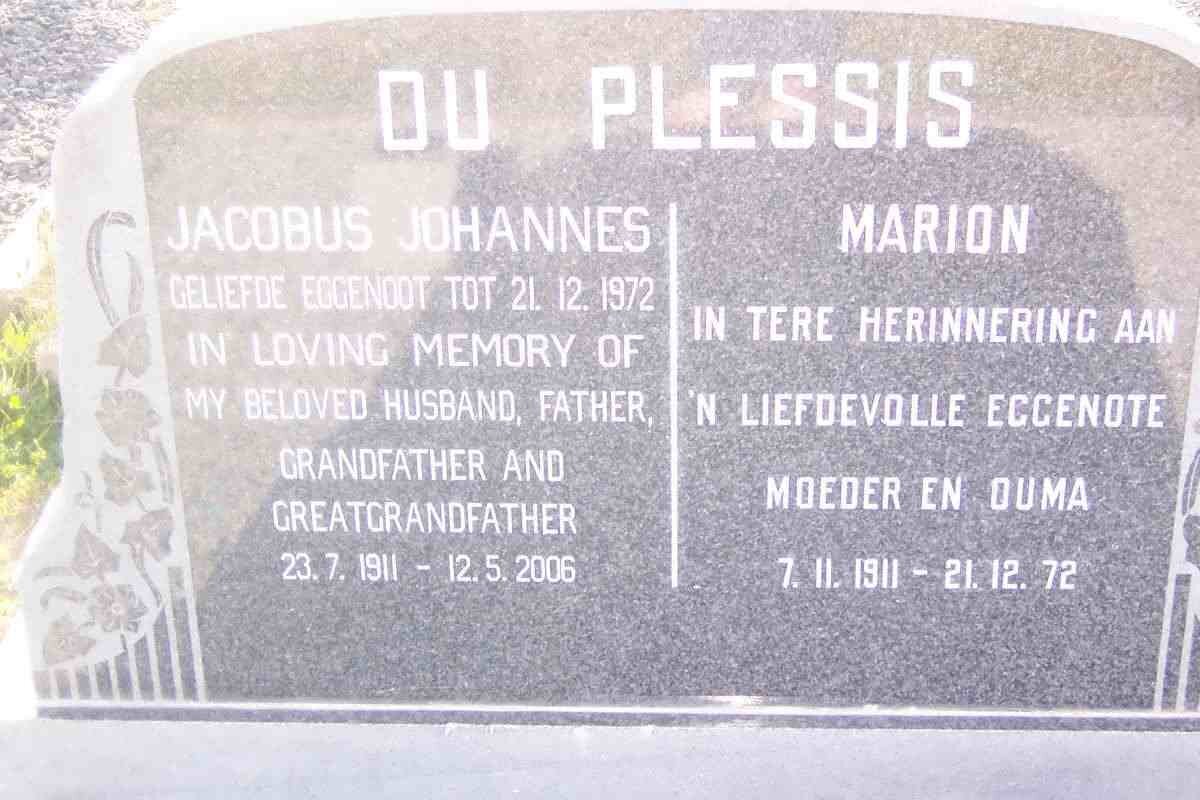 PLESSIS Jacobus Johannes, du 1911-2006 &amp; Marion 1911-1972