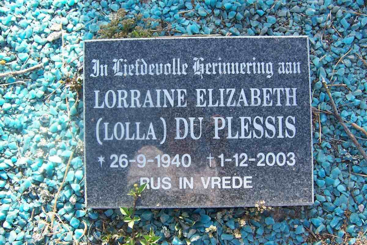 PLESSIS Lorraine Elizabeth, du 1940-2003