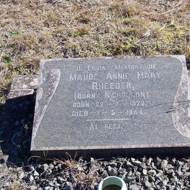 RHEEDER Maud Annie Mary nee NICHOLSON 1922-1944
