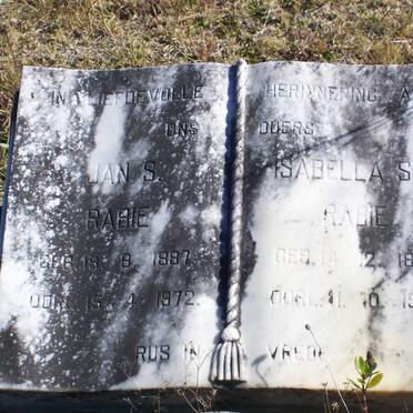 RABIE Jan S. 1887-1972 &amp; Isabella S.C. 1888-1955