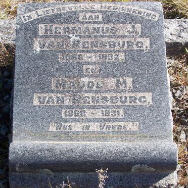 RENSBURG Hermanus J., van  1866-1932 &amp; Maude M. 1868-1931