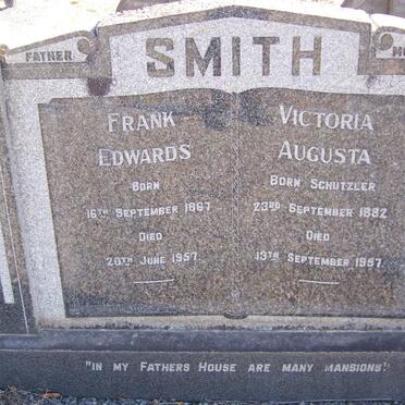 SMITH Frank Edwards 1867-1957 &amp; Victoria Augusta SCHUTZLER 1882-1957