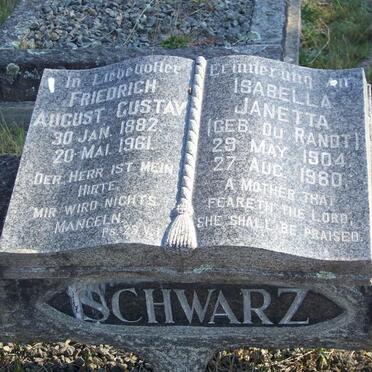 SCHWARZ Friedrich August Gustav 1882-1961 &amp; Isabella Janetta DU RANDT 1904-1980