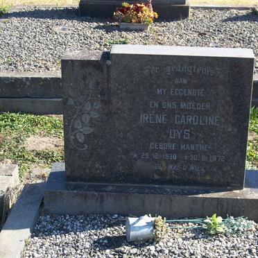 UYS Irene Caroline nee MANTHE 1930-1972