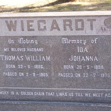WIEGARDT Thomas William 1886-1965 &amp; Ida Johanna 1898-1975