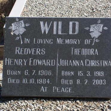 WILD Redvers Henry Edward 1906-1984 &amp; Theodora Johanna Christina 1919-2003