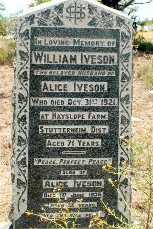 IVESON William  -1921 &amp; Alice  -1936