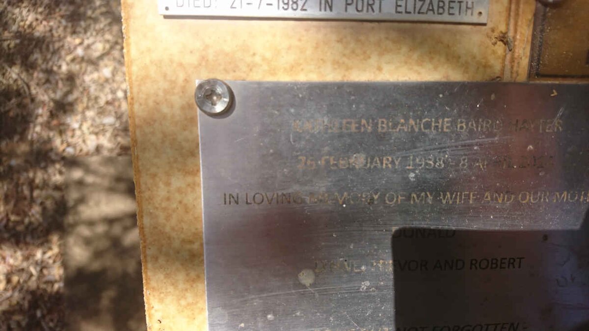 HAYTER Kathleen Blanche Baird 1938-2014