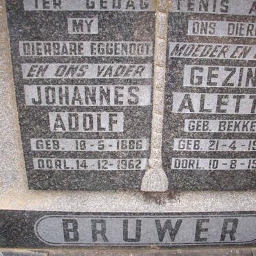 BRUWER Johannes Adolf 1886-1962 &amp; Gezina Aletta BEKKER 1905-1986
