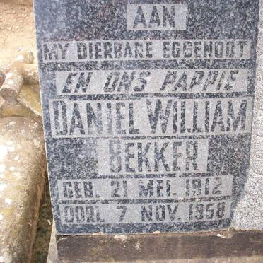 BEKKER Daniel William 1912-1958