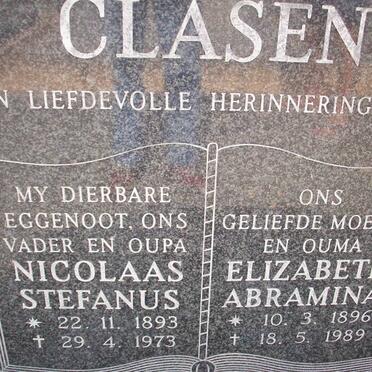 CLASEN Nicolaas Stefanus 1893-1973 &amp; Elizabeth Abramina 1896-1989