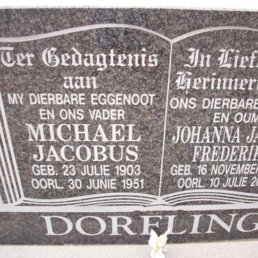 DORFLING Michael Jacobus 1903-1951 &amp; Johanna Jacoba Fredericka 1907-2000
