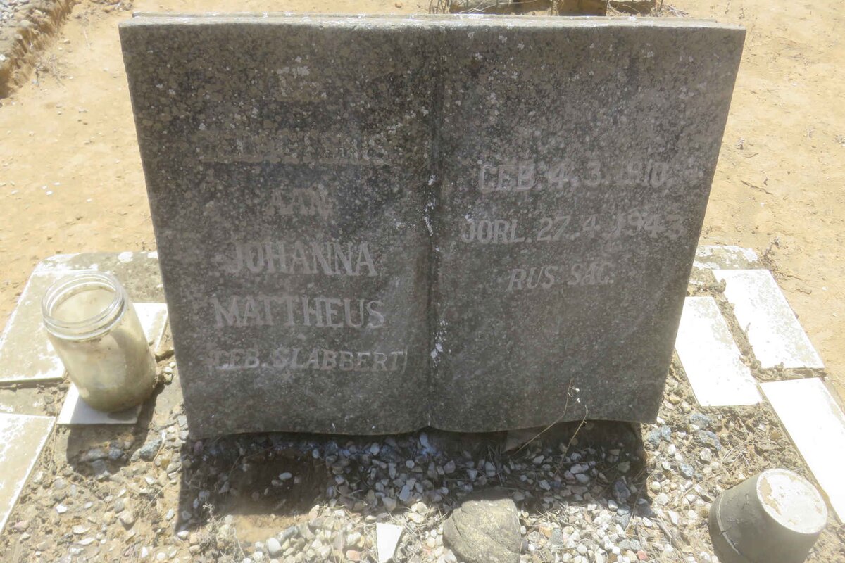 MATTHEUS Johanna nee SLABBERT 1910-1943